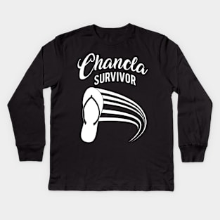 Chancla Survivor Hispanic Culture Kids Long Sleeve T-Shirt